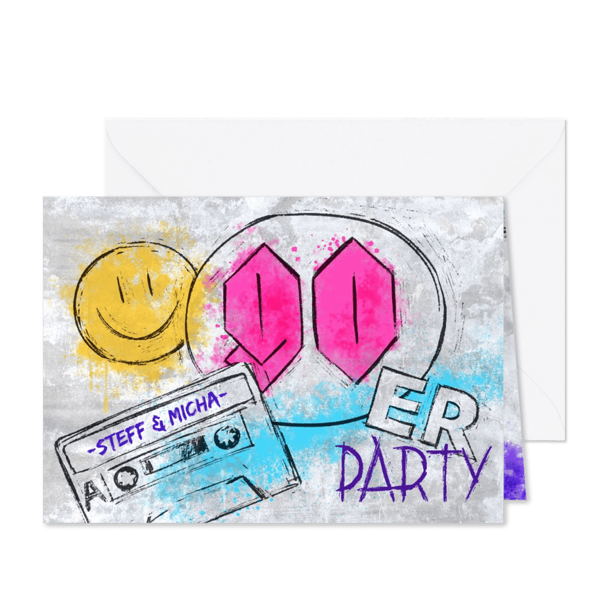 90er Grunge Party Einladung - Karteneindruck
