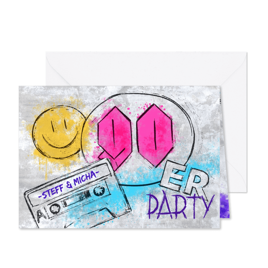 90er Grunge Party Einladung - Karteneindruck
