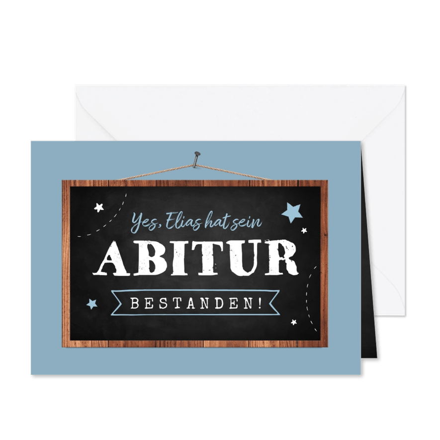 Abi-Glückwunschkarte Schultafel - Karteneindruck