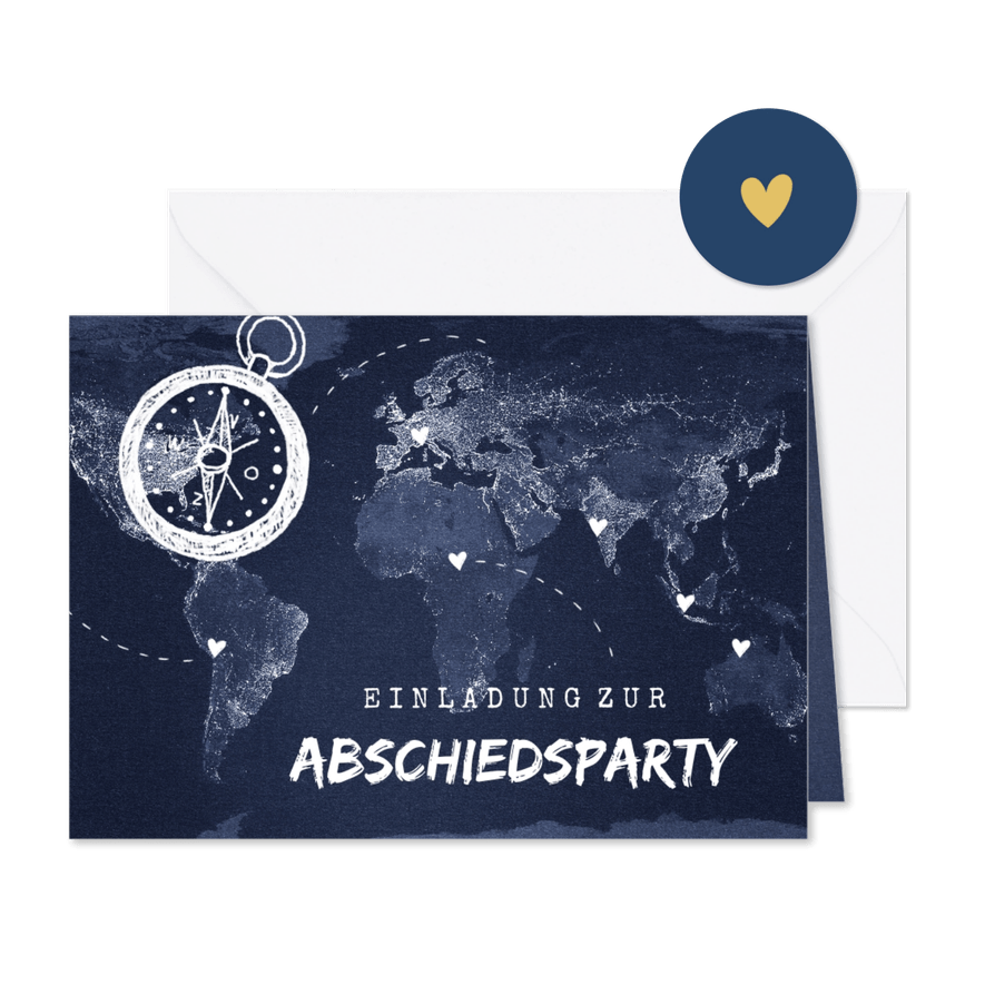Abschiedsparty Einladung Weltkarte - Karteneindruck