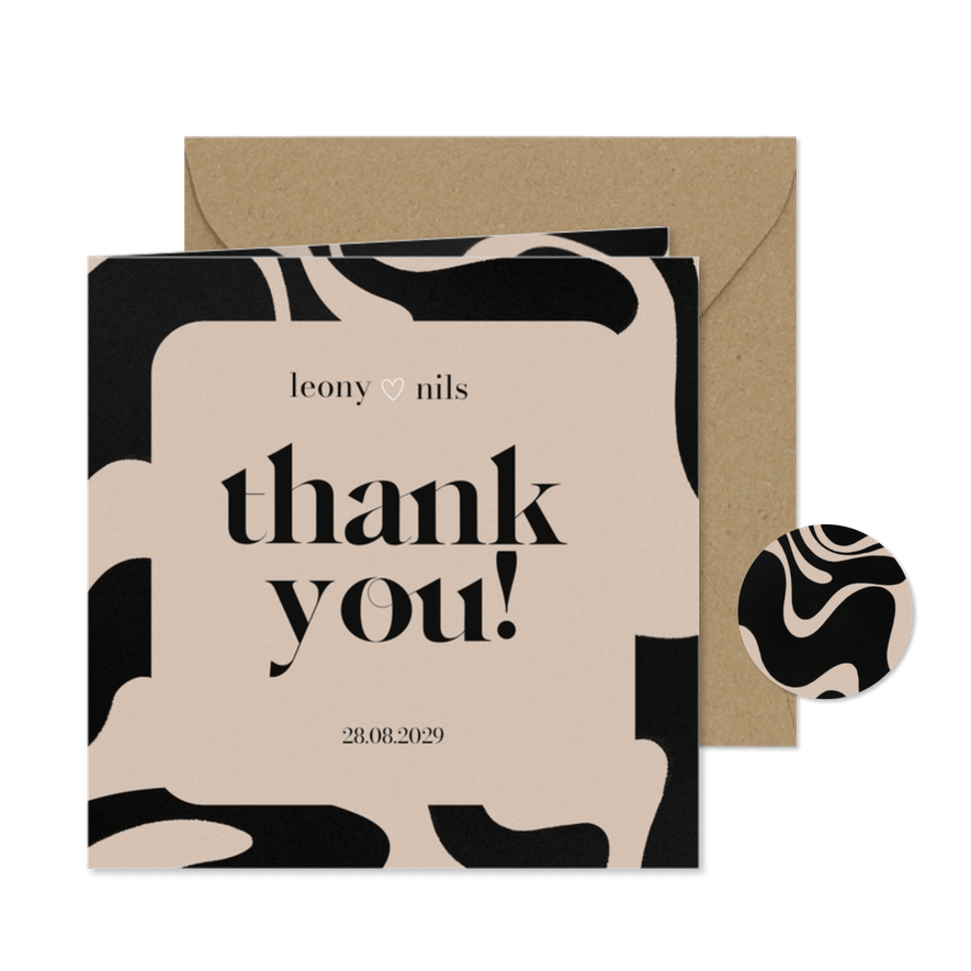 Abstrakte Dankeskarte Hochzeit - Karteneindruck
