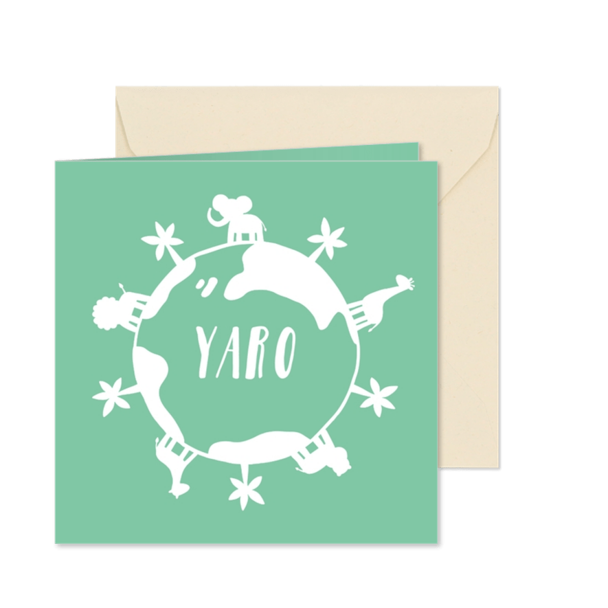 Adoptionskarte Erdkugel mit Tieren grün - Karteneindruck