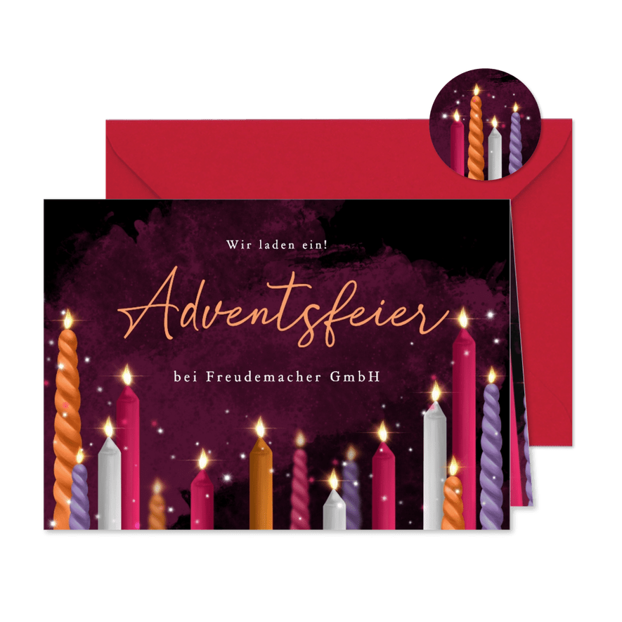 Adventsfeier Einladungskarte Firma Adventskerzen - Karteneindruck
