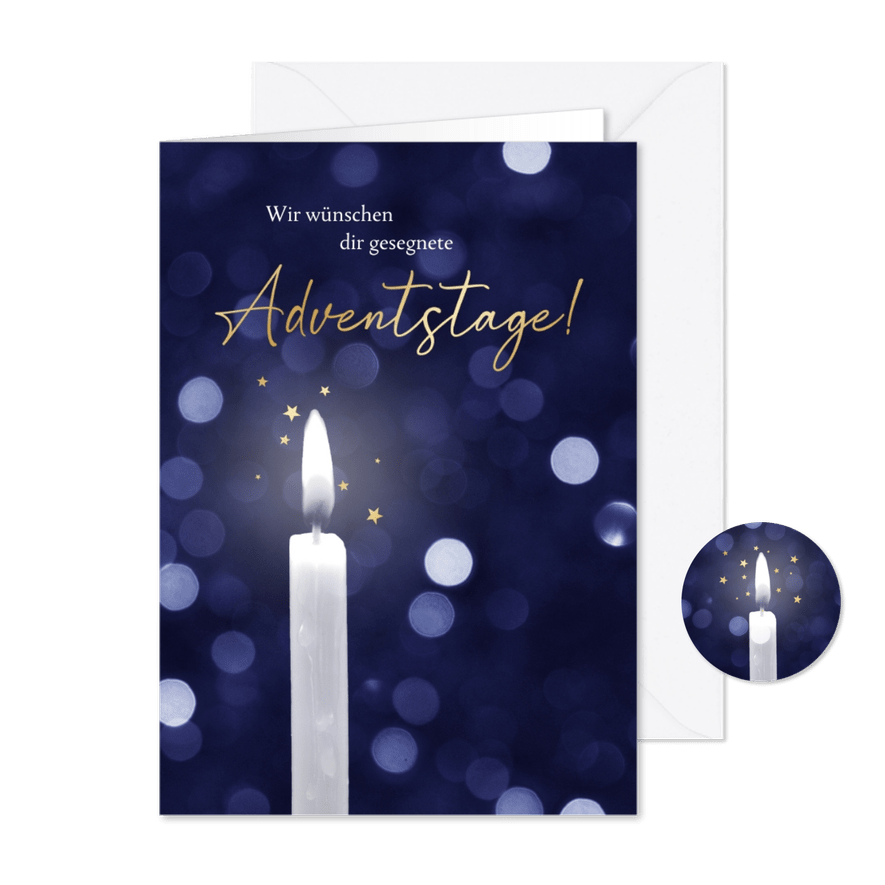 Adventsgrußkarte Kerze mit Sternchen - Karteneindruck