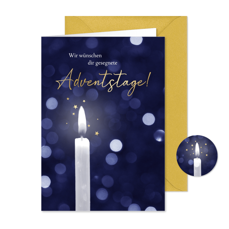 Adventsgrußkarte Kerze mit Sternchen - Kartenvorschau