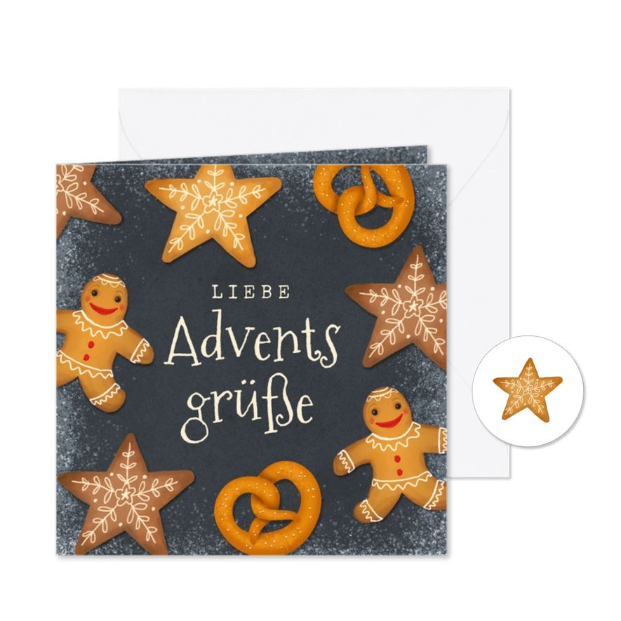 Adventsgrußkarte mit Weihnachtsgebäck - Karteneindruck