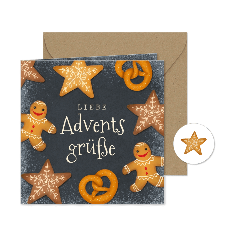Adventsgrußkarte mit Weihnachtsgebäck - Karteneindruck