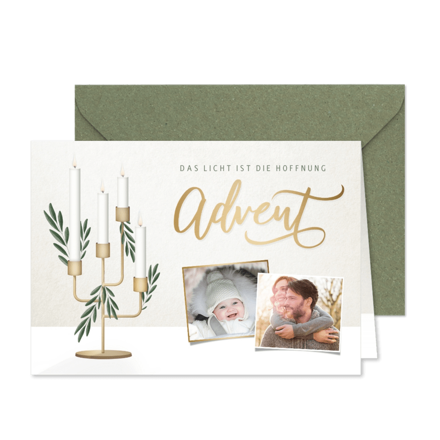 Adventskarte Fotocollage & Kerzenständer - Karteneindruck
