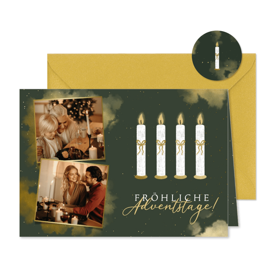 Adventskarte Kerzen und Fotos - Karteneindruck
