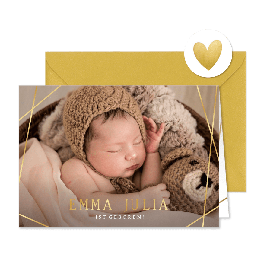 Baby-Fotokarte Goldakzente - Karteneindruck