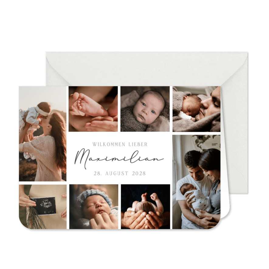 Babykarte mit Fotocollage - Karteneindruck