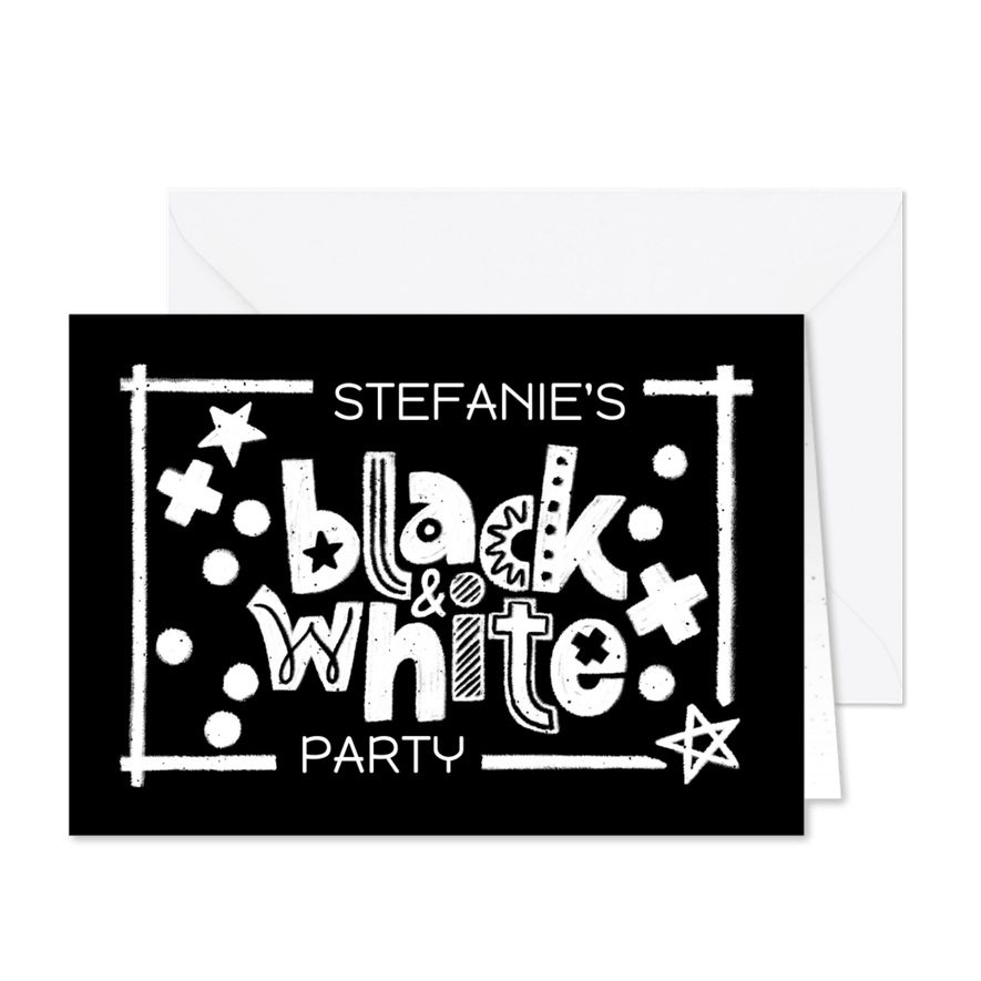 Black and White Party Fun Einladungskarte - Karteneindruck