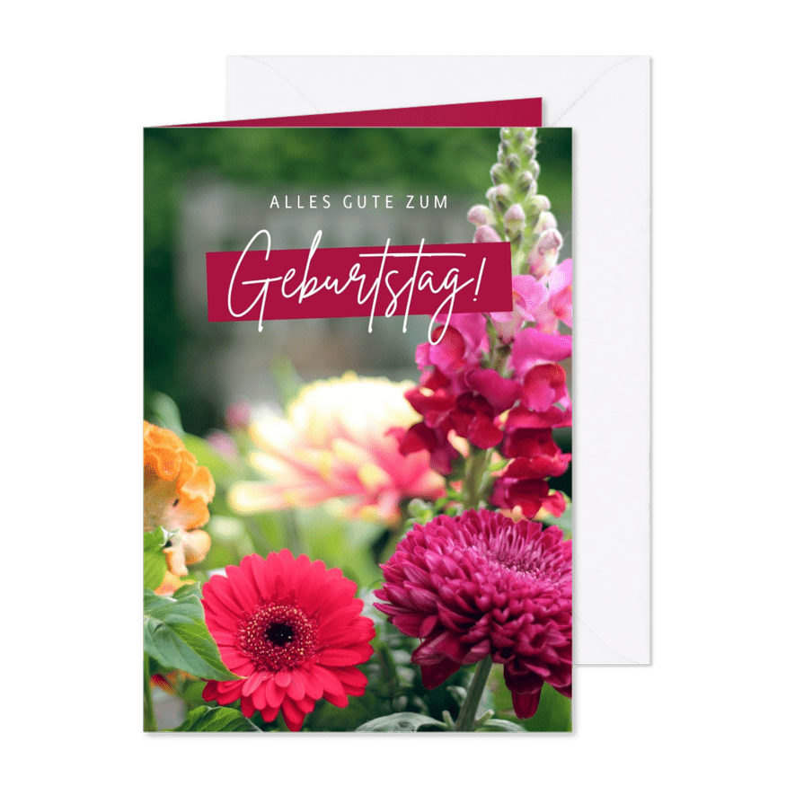 Blumenkarte Glückwunsch Geburtstag - Karteneindruck
