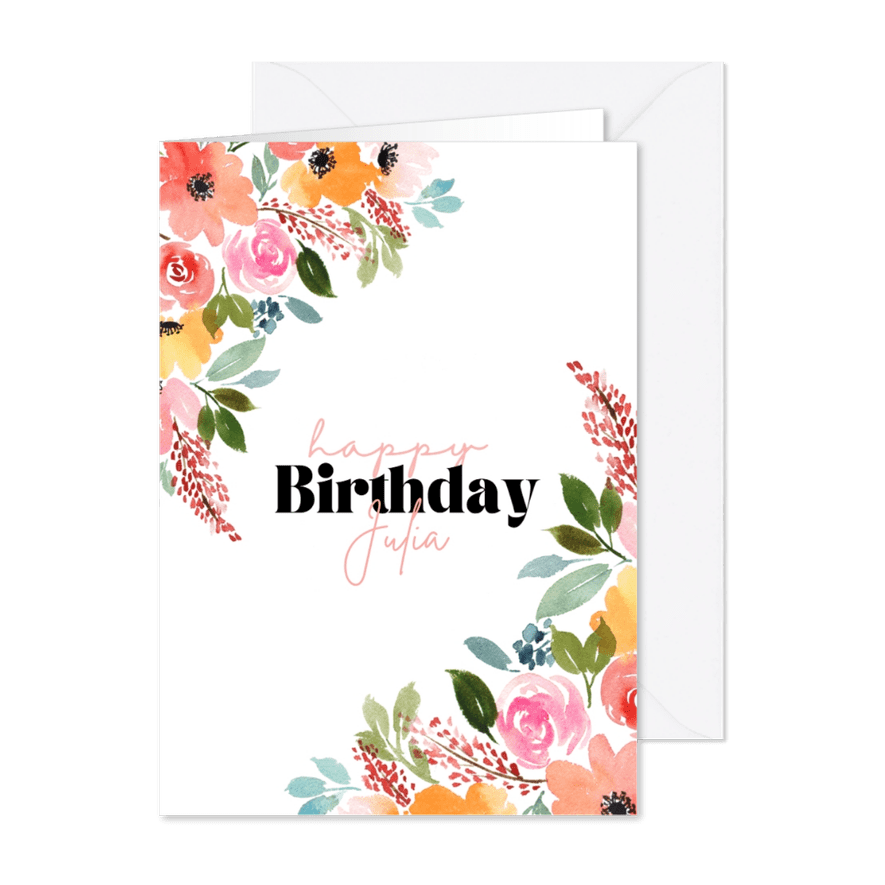 Blumenkarte 'Happy Birthday' - Karteneindruck