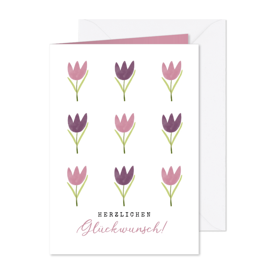 Blumenkarte zum Geburtstag mit Tulpen - Karteneindruck