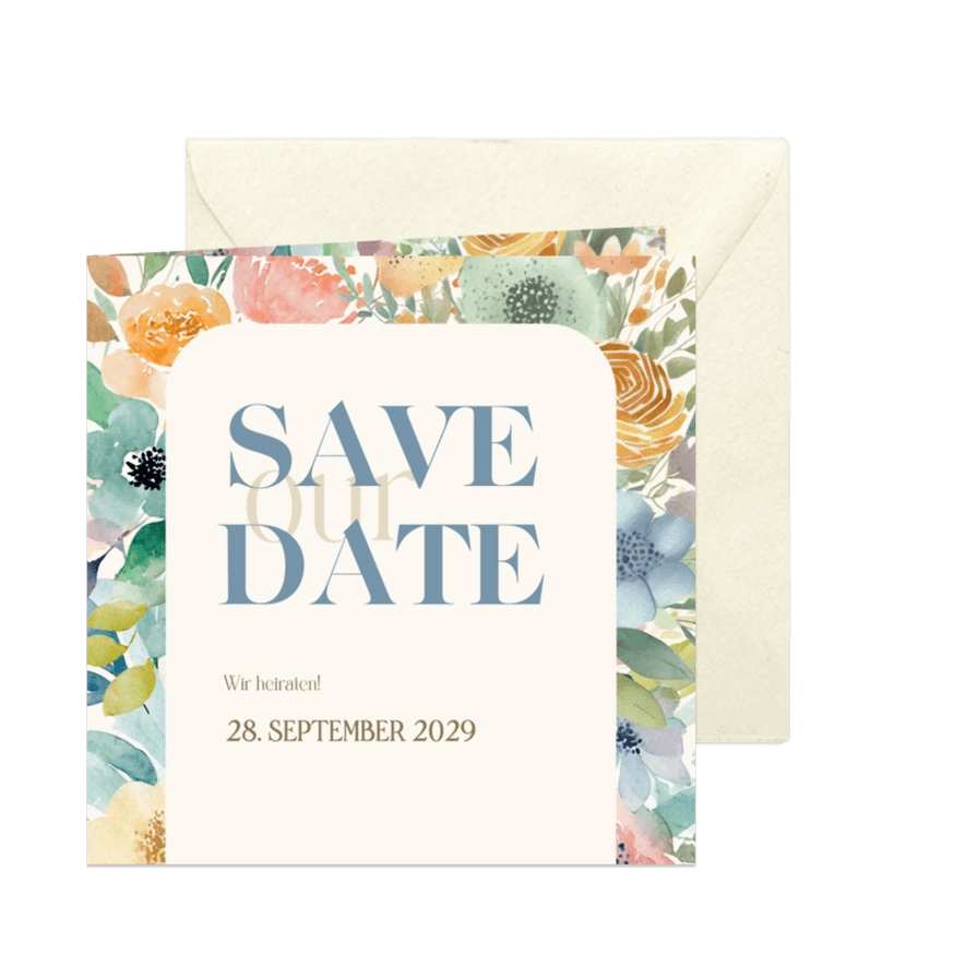 Blumige Save-The-Date-Karte Aquarelldesign - Karteneindruck
