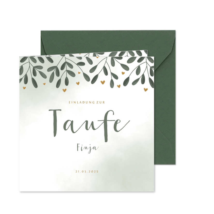 Botanische Einladungskarte Taufe Foto innen - Karteneindruck