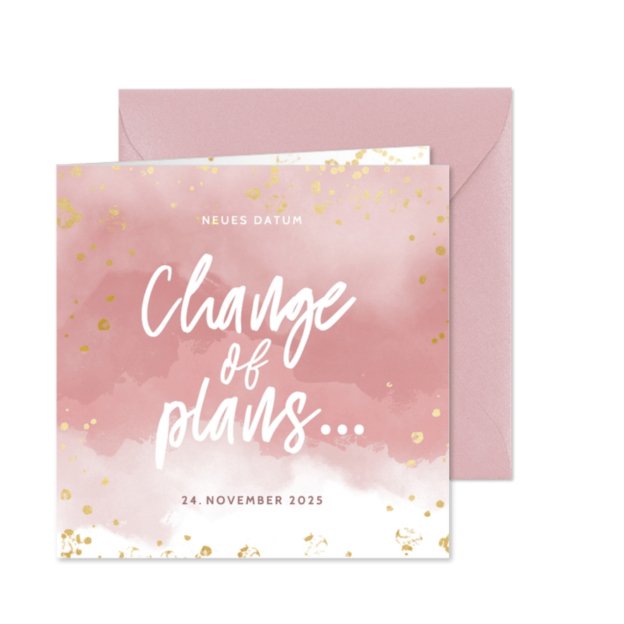 Change-of-plans-Karte Terminänderung rosa - Karteneindruck