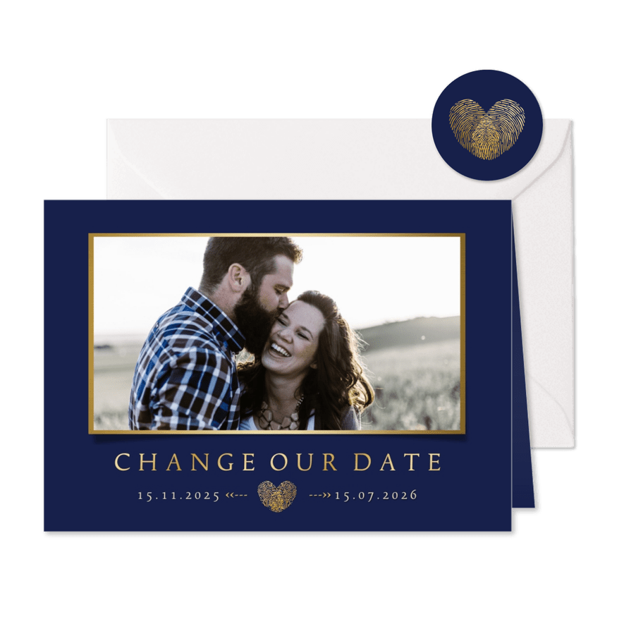 Change-our-Date-Karte Hochzeit Foto und Herz - Karteneindruck
