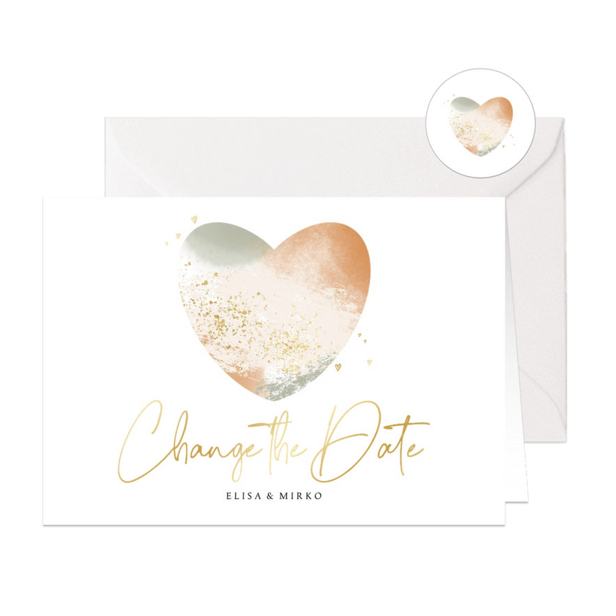 Change-the-Date-Karte Aquarell-Herz - Karteneindruck
