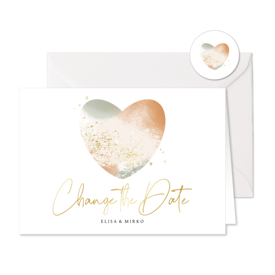 Change-the-Date-Karte Aquarell-Herz - Karteneindruck
