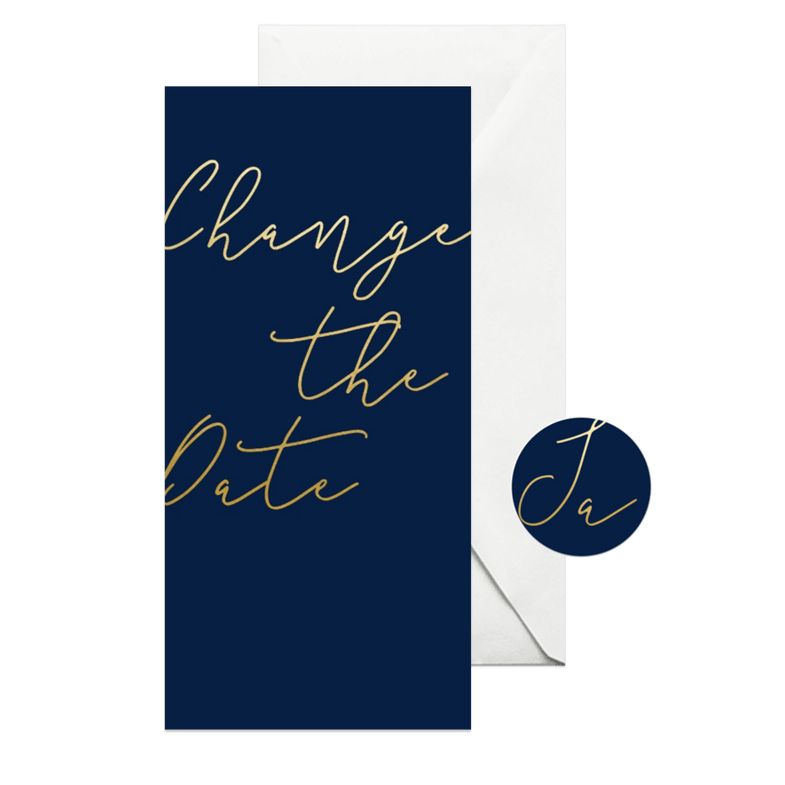 Change-the-Date-Karte Hochzeit Goldene Schrift - Karteneindruck
