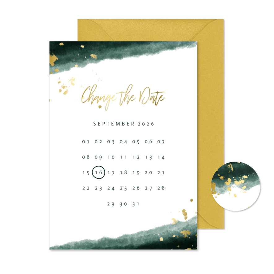 Change-the-Date-Karte zur Hochzeit mit Kalender - Karteneindruck
