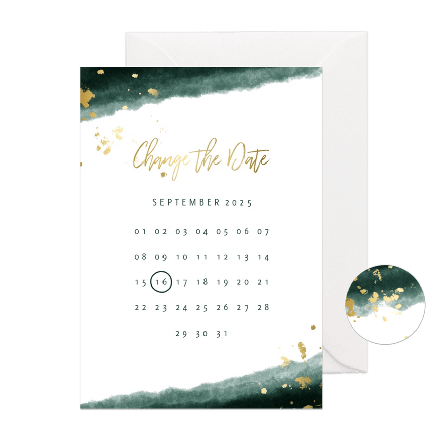 Change-the-Date-Karte zur Hochzeit mit Kalender - Karteneindruck
