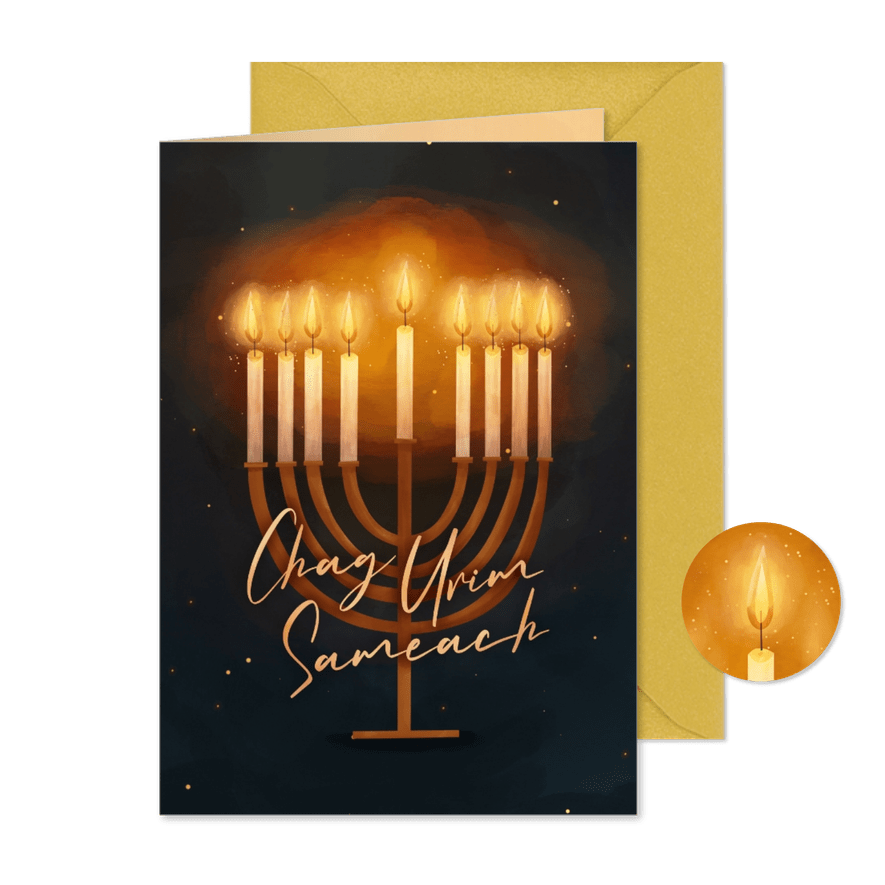 Chanukka-Karte Chanukkia neun Kerzen - Karteneindruck