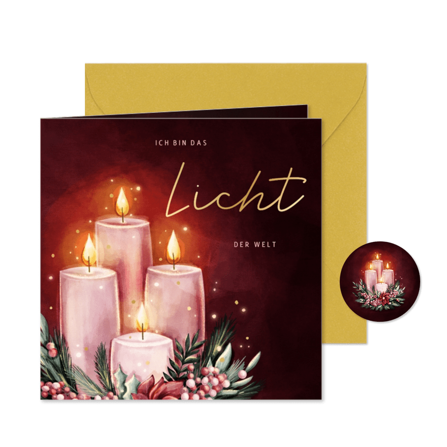 Christliche Grußkarte Advent vier Adventskerzen - Karteneindruck
