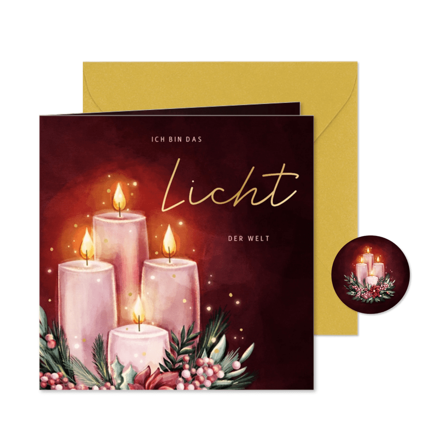 Christliche Grußkarte Advent vier Adventskerzen - Karteneindruck