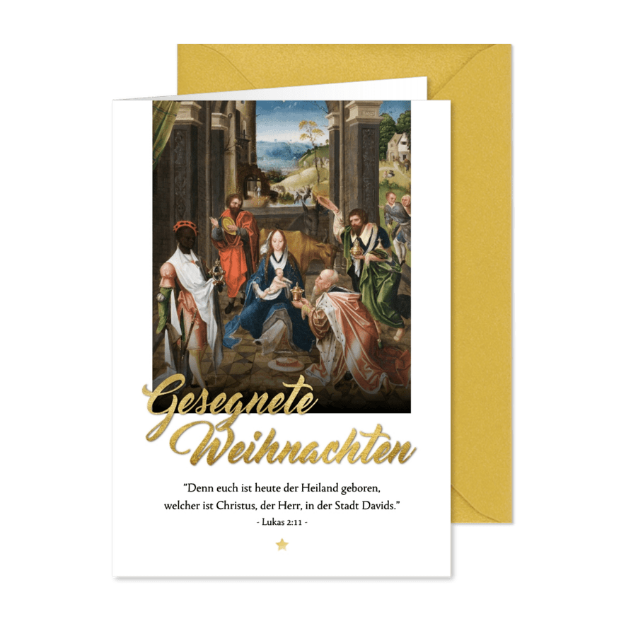 Christliche Weihnachtskarte 'Anbetung der Könige' - Karteneindruck