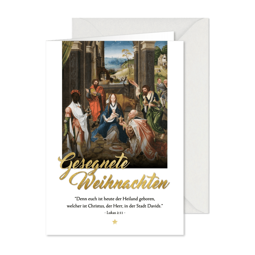 Christliche Weihnachtskarte 'Anbetung der Könige' - Karteneindruck