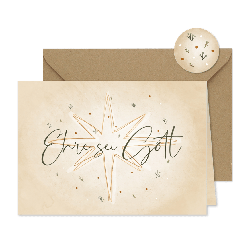 Christliche Weihnachtskarte 'Ehre sei Gott' - Karteneindruck