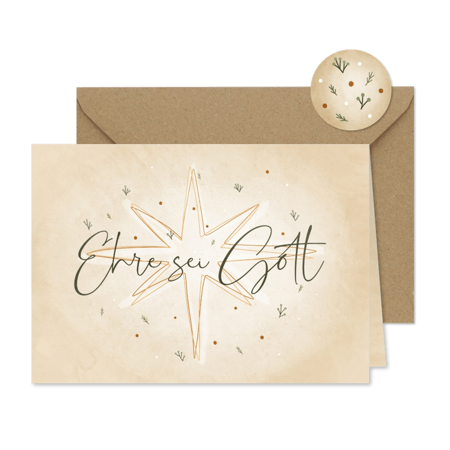 Christliche Weihnachtskarte 'Ehre sei Gott' - Karteneindruck
