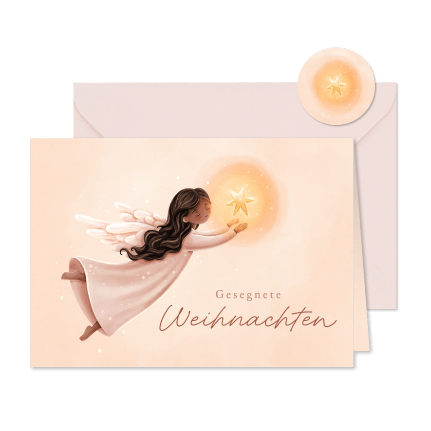 Christliche Weihnachtskarte Engel leuchtender Stern - Karteneindruck
