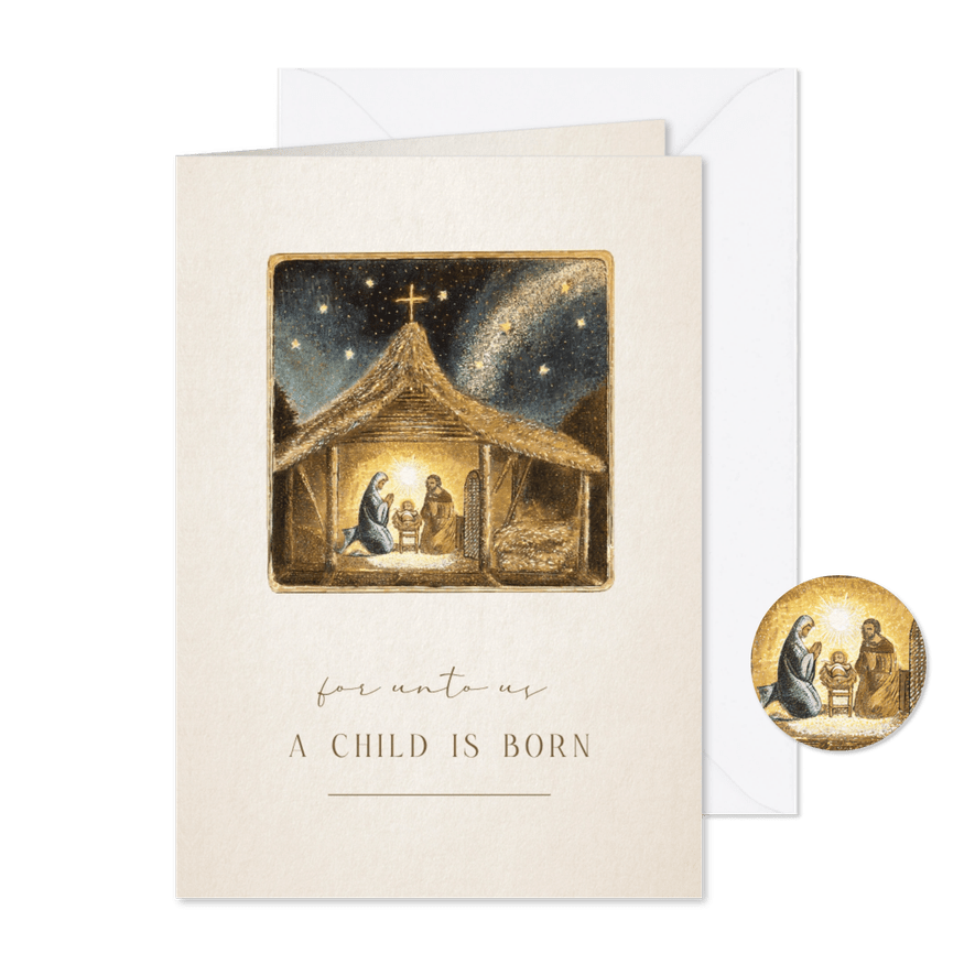 Christliche Weihnachtskarte heilige Familie - Karteneindruck