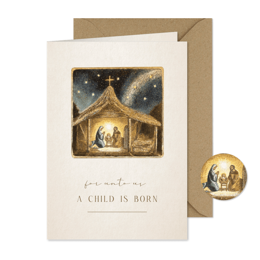 Christliche Weihnachtskarte heilige Familie - Karteneindruck