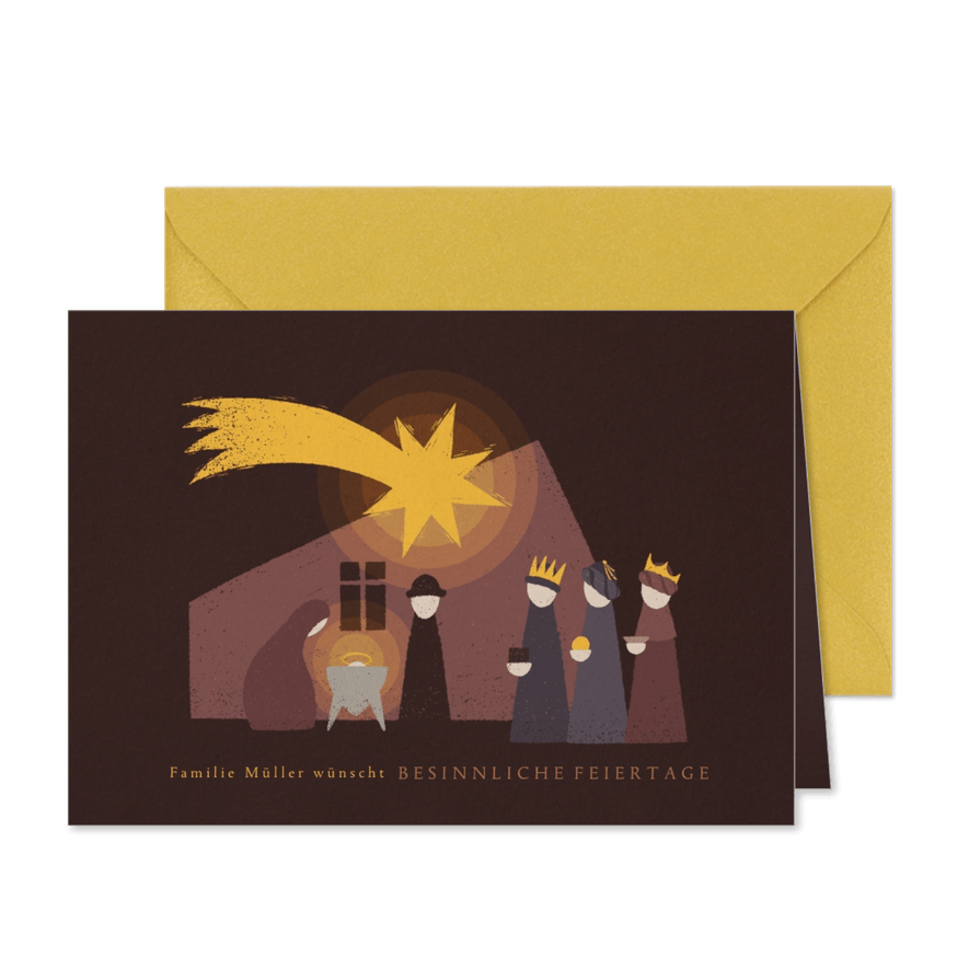 Christliche Weihnachtskarte mit Krippe - Karteneindruck