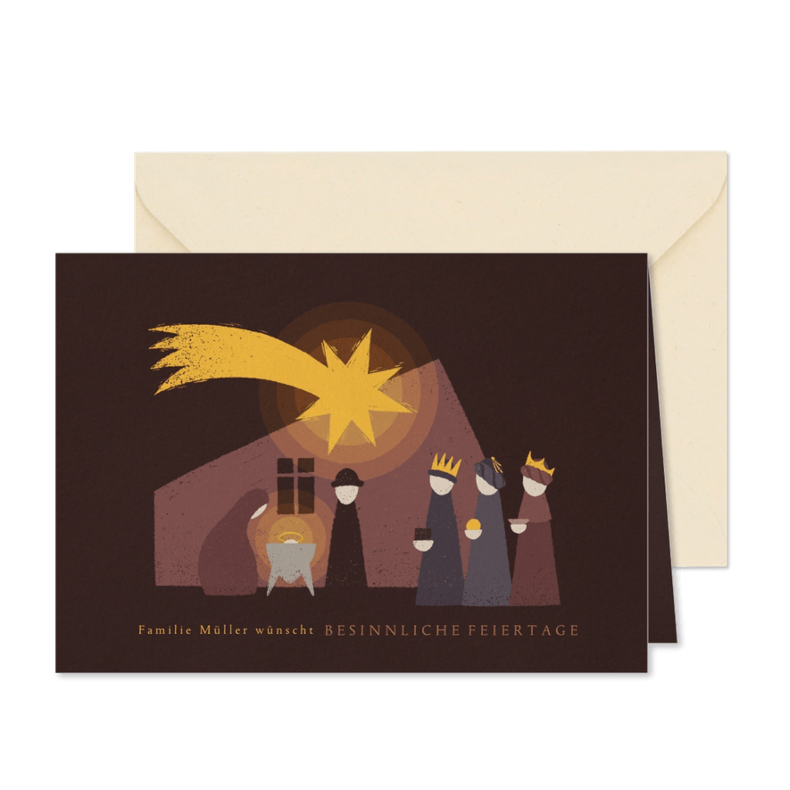 Christliche Weihnachtskarte mit Krippe - Karteneindruck