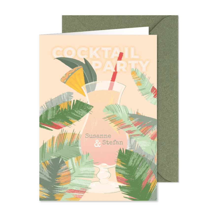 Cocktailparty Tropische Blätter - Karteneindruck
