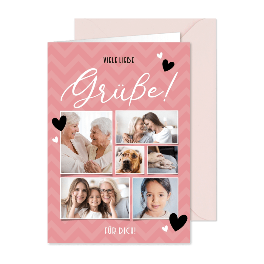 Collage-Fotokarte mit sechs Fotos - Karteneindruck