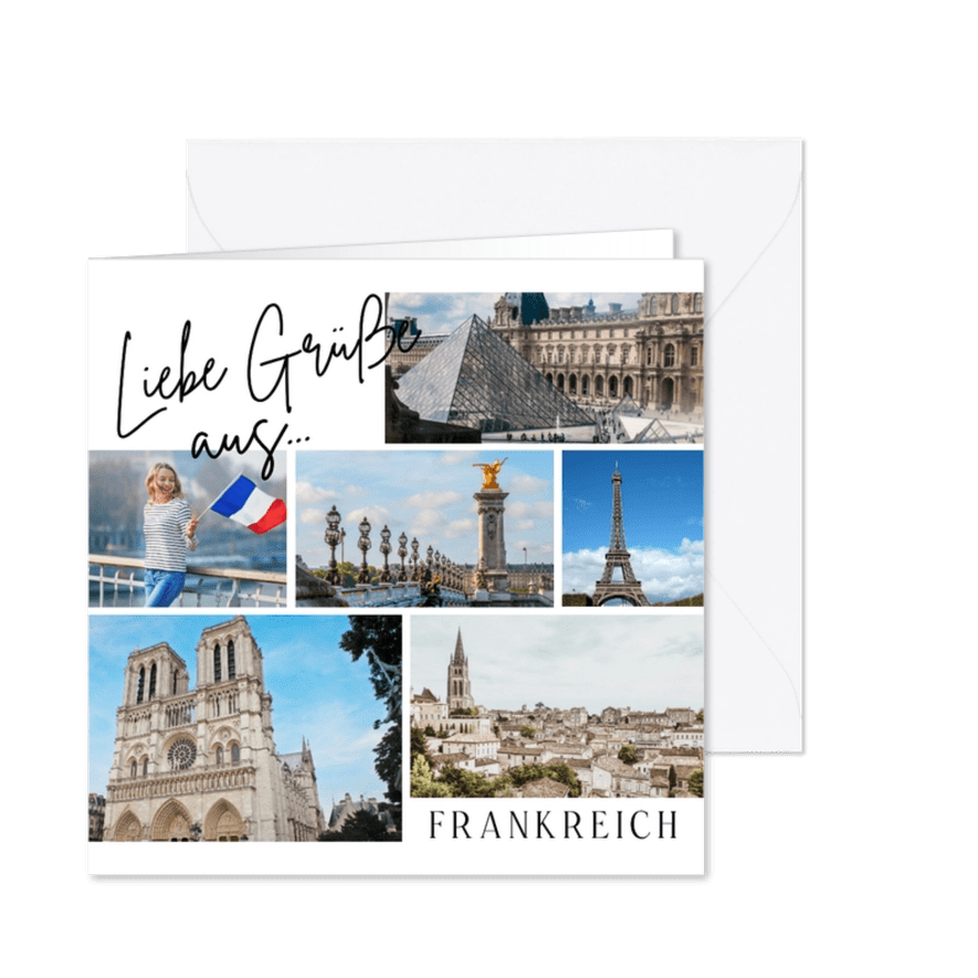 Collagekarte Frankreich Grußkarte mit Fotos - Kartenvorschau
