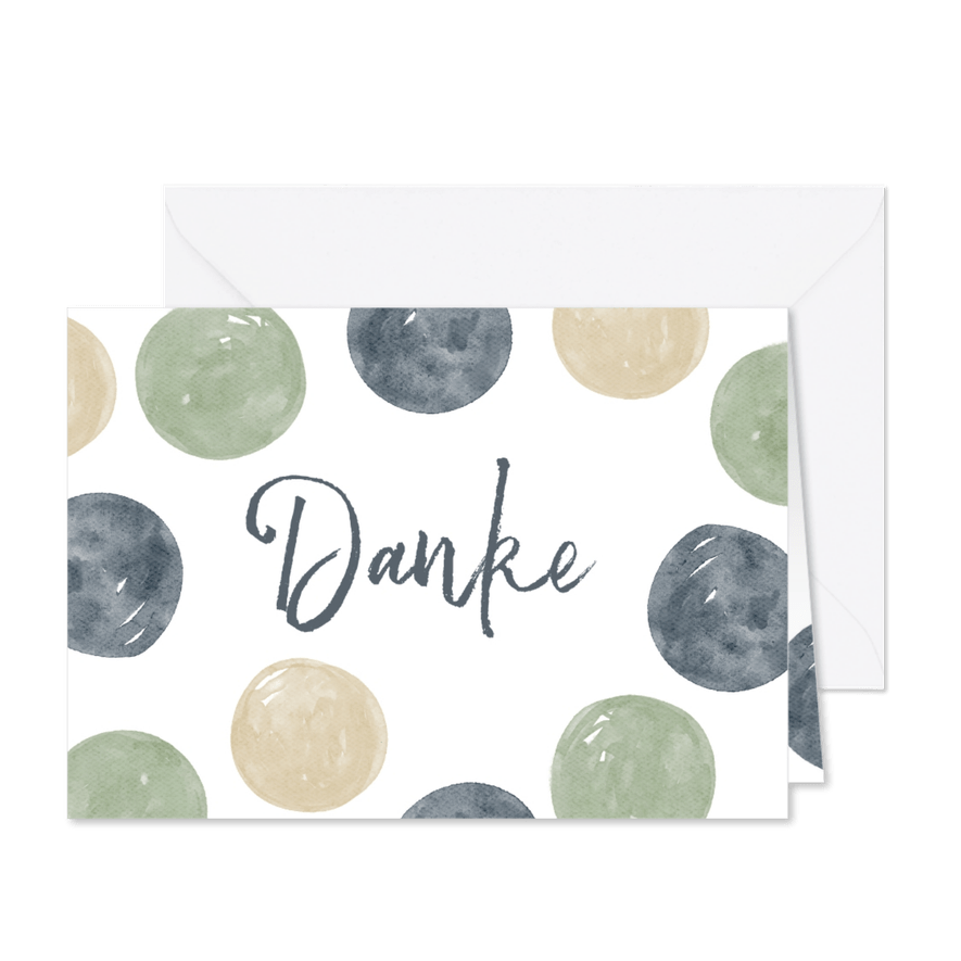 Danke-Karte Konfetti Aquarell blaugrün - Karteneindruck