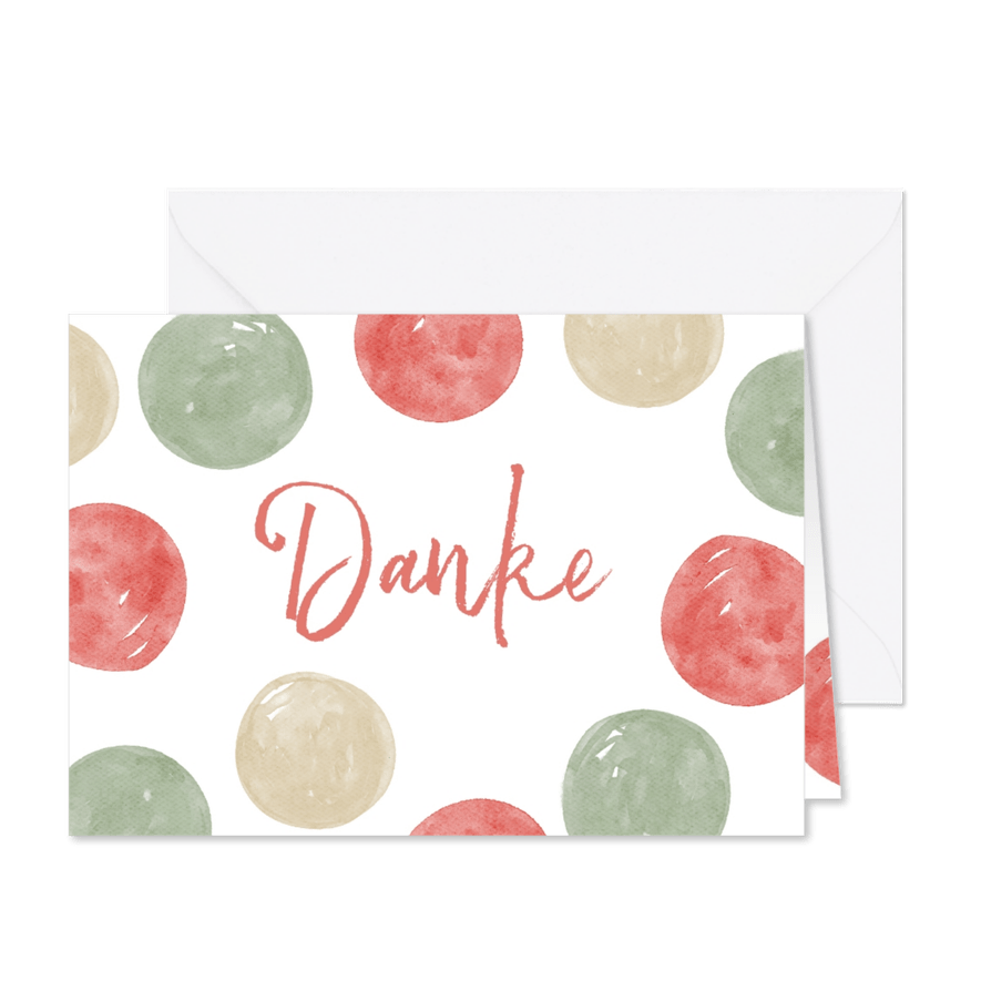 Danke-Karte Konfetti Aquarell rosé-grün - Karteneindruck