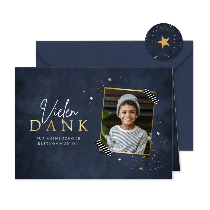Dankeschönkarte Erstkommunion Foto & Sternchen - Karteneindruck
