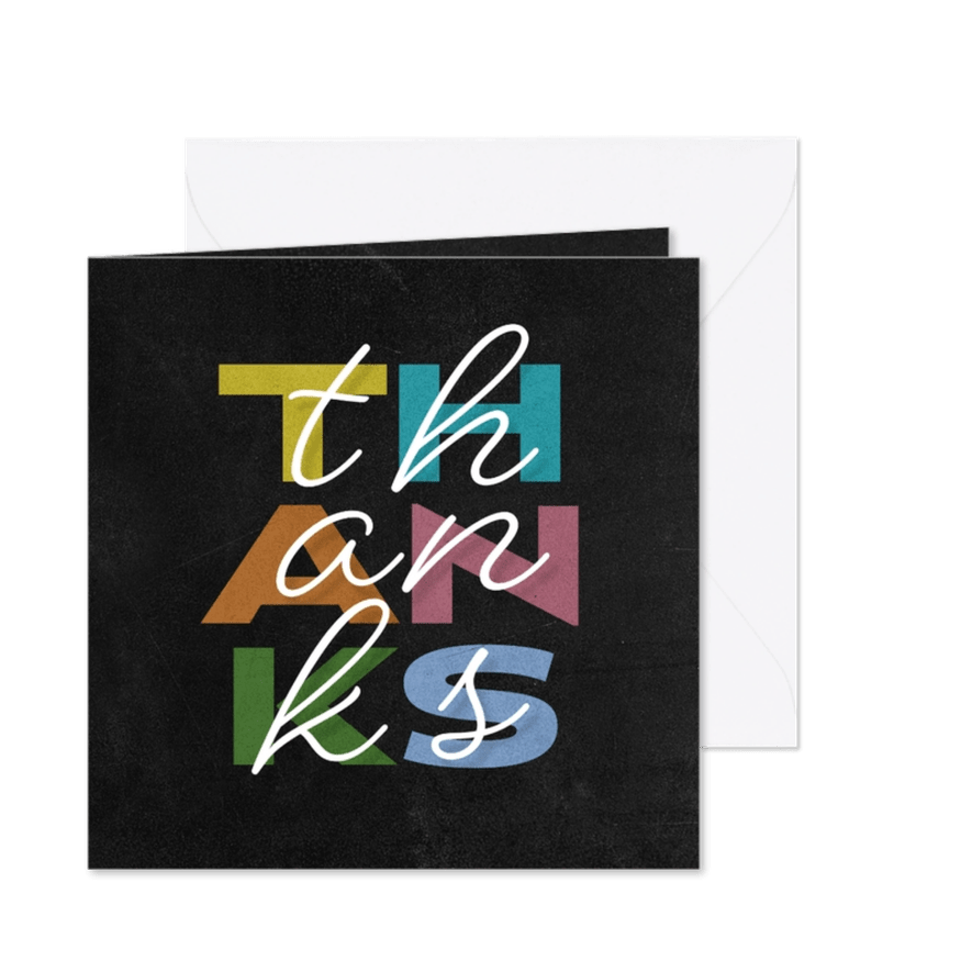 Dankeschönkarte 'Thanks' bunte Buchstaben - Karteneindruck