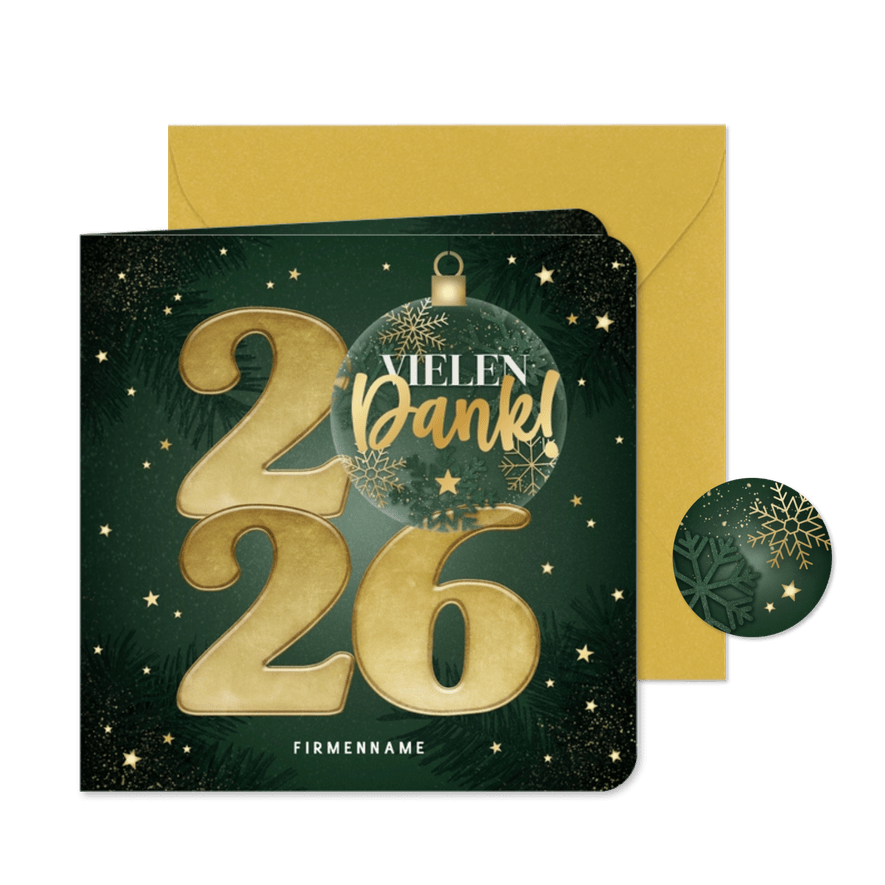 Dankesgrüße Firma Weihnachten goldene 2026 - Karteneindruck
