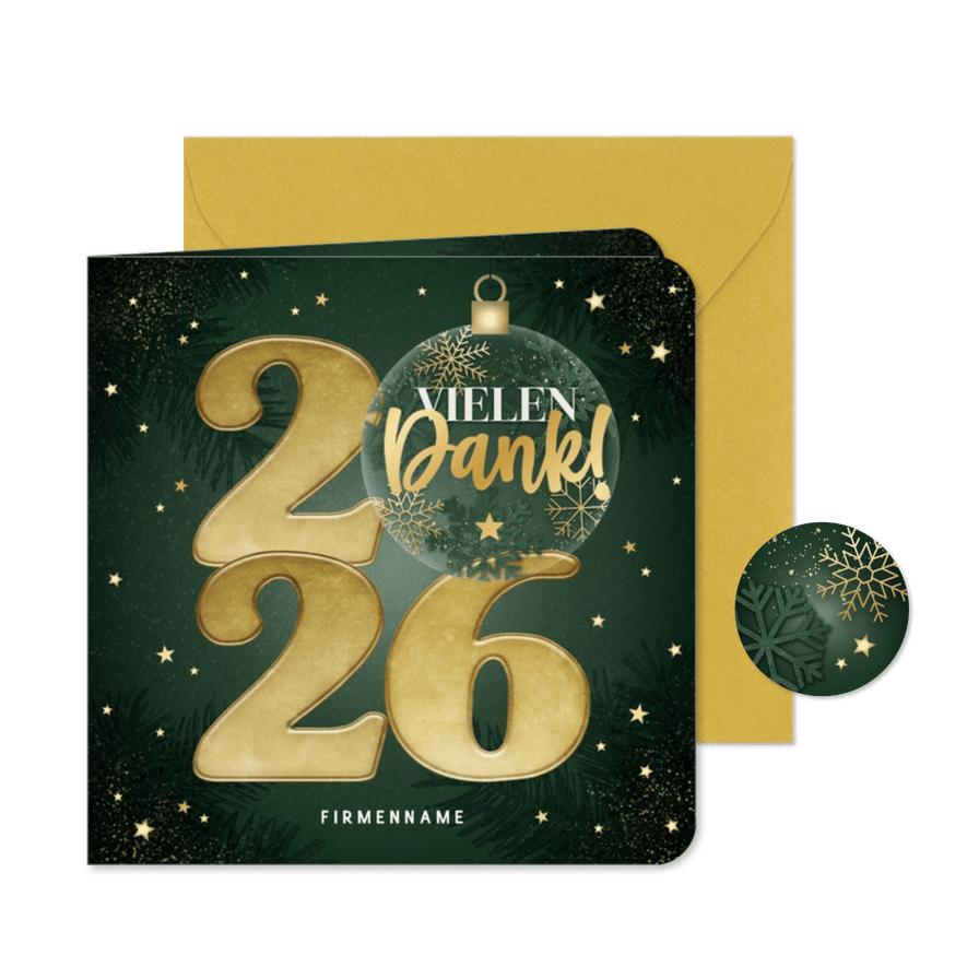 Dankesgrüße Firma Weihnachten goldene 2026 - Karteneindruck