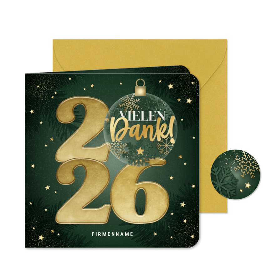 Dankesgrüße Firma Weihnachten goldene 2026 - Karteneindruck